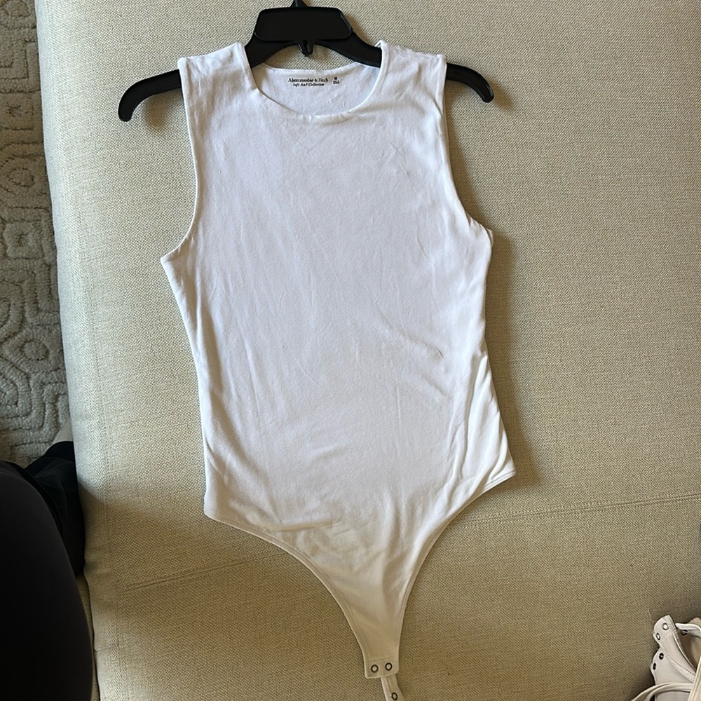 Abercrombie & Fitch White Soft AF Collection Seamless Tank Bodysuit - M